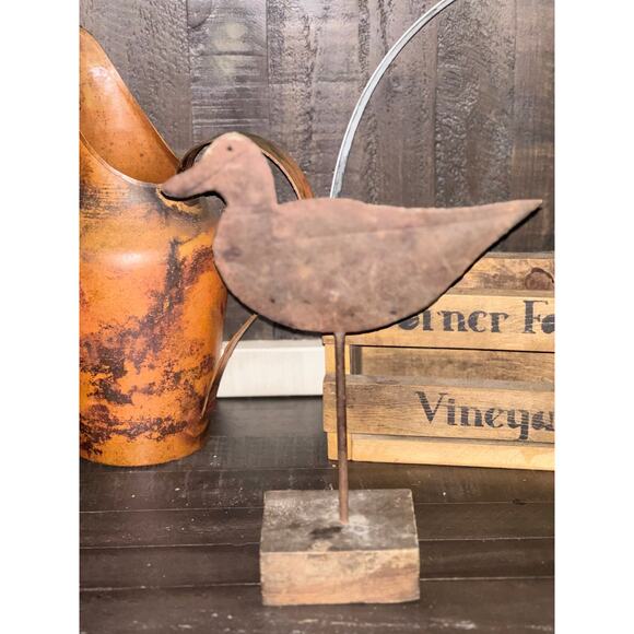 Primitive Metal Duck Folk Art Sculpture | Rustic Farmhouse Décor - Picture 1 of 2